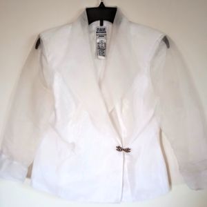 WHITE EVENING GOWN POLYESTER JACKET, SIZE 10P, BY R&M RICHARDS